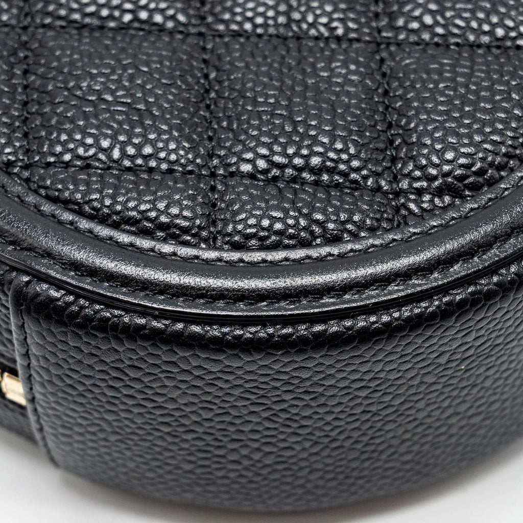 Chanel CC Filigree Quilted Round Crossbody Bag Caviar Black