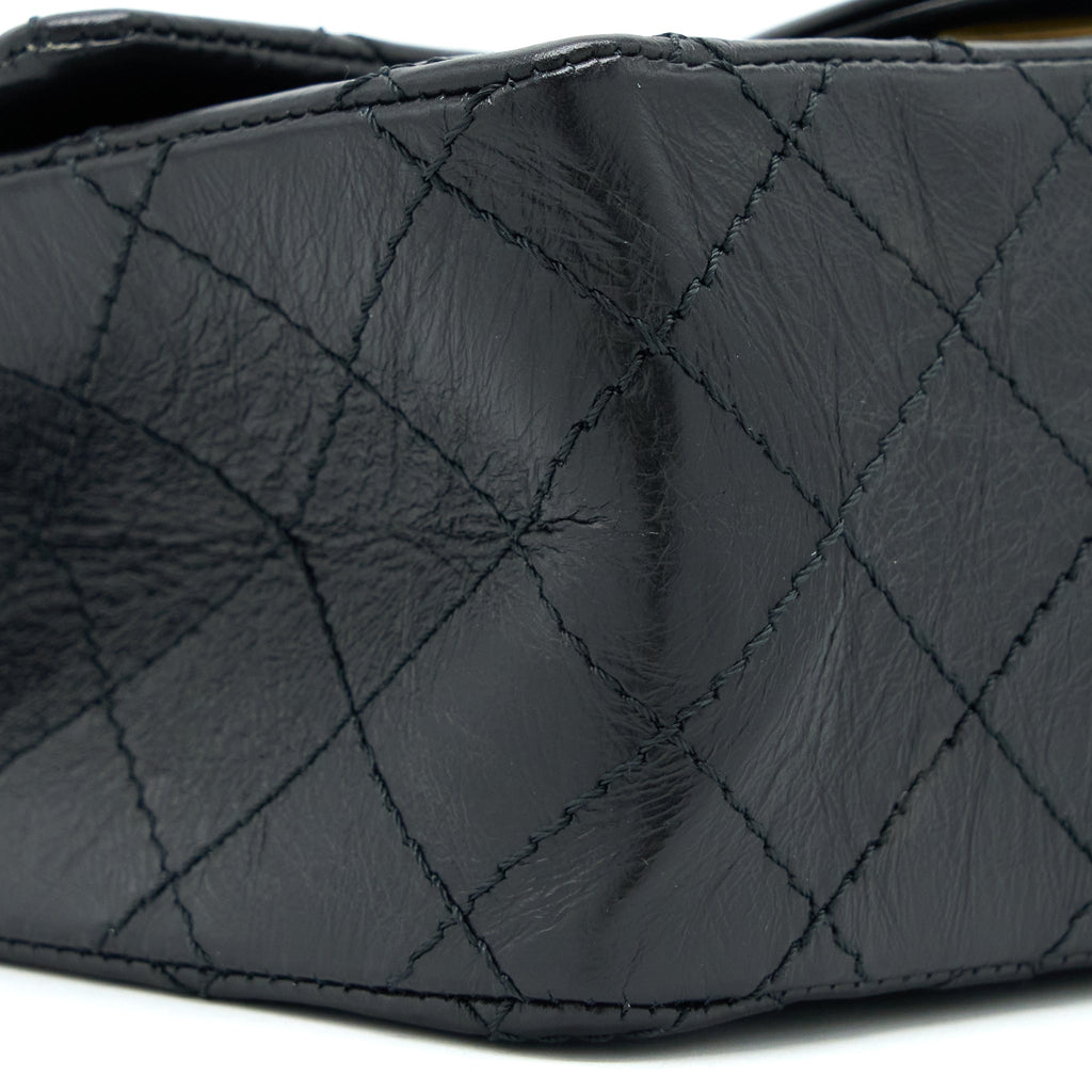 Chanel Mini Reissue 2.55 Flap Bag Aged Calfskin Black Brushed  (Microchip)