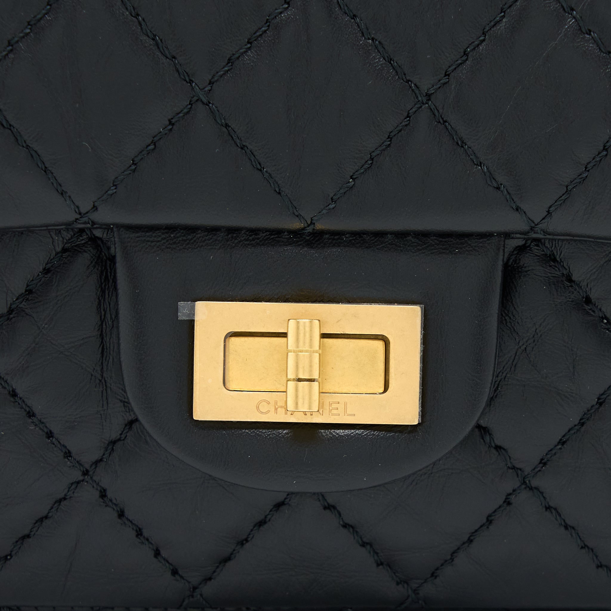 Chanel Mini Reissue 2.55 Flap Bag Aged Calfskin Black Brushed  (Microchip)