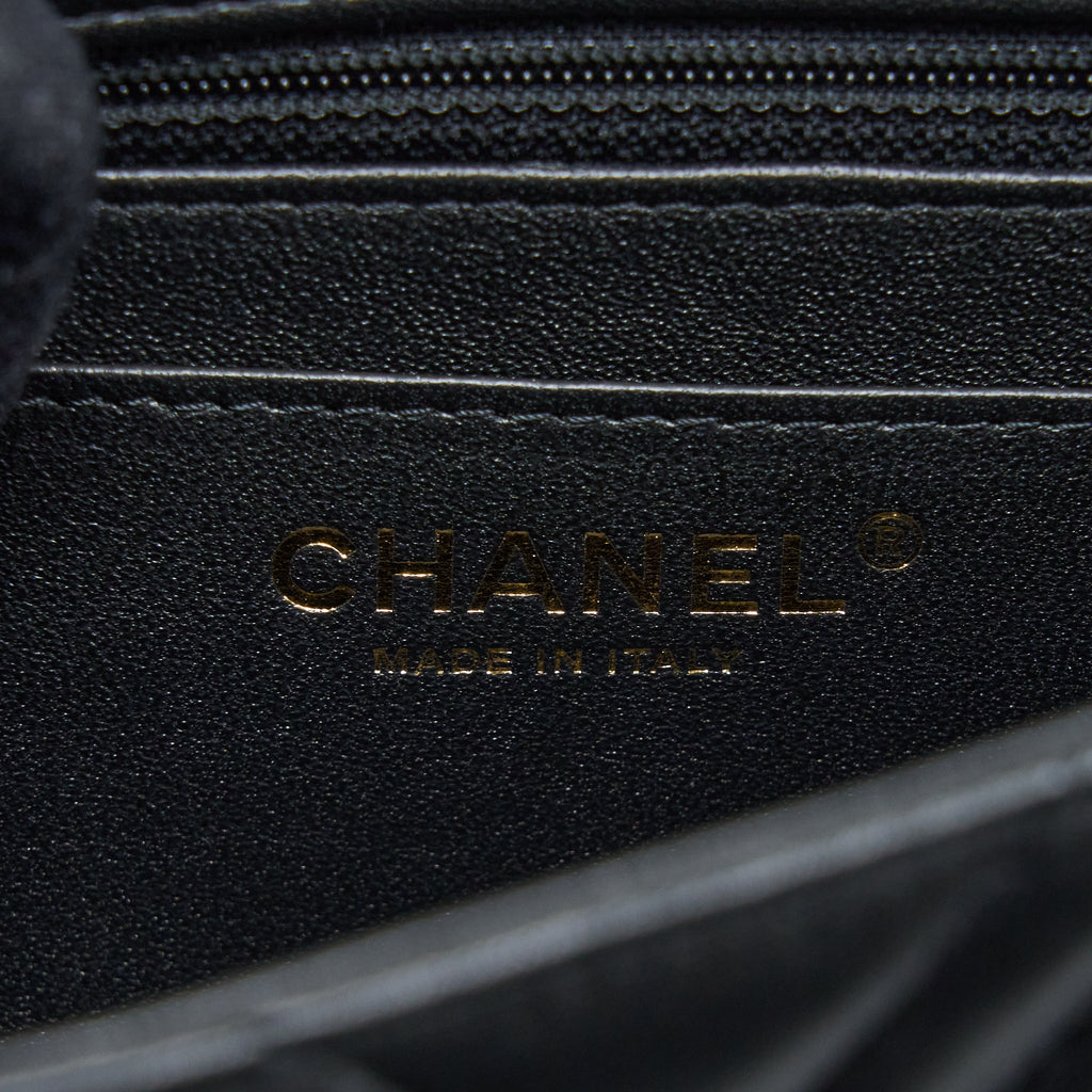 Chanel Mini Square Flap Bag Chevron Lambskin Black L