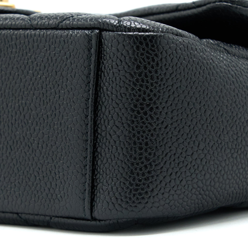 Chanel Quilted Flap Bag with Double Chain Caviar Black Brushed  (Microchip)