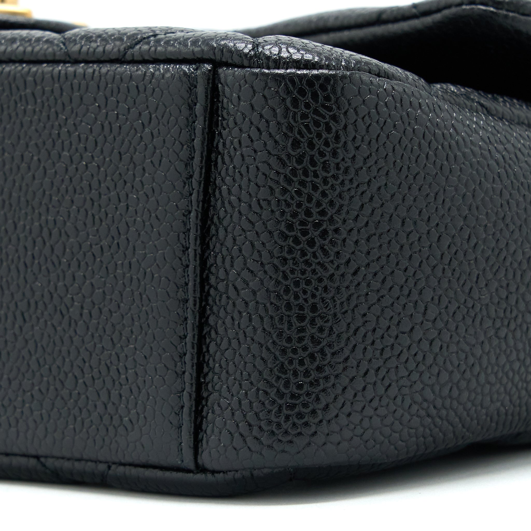 Chanel Quilted Flap Bag with Double Chain Caviar Black Brushed  (Microchip)