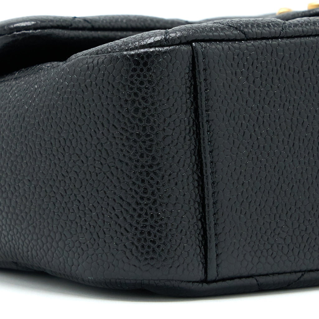 Chanel Quilted Flap Bag with Double Chain Caviar Black Brushed  (Microchip)