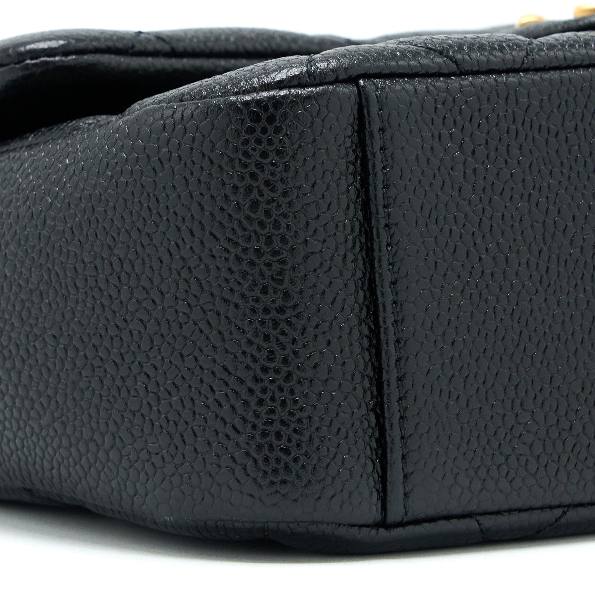 Chanel Quilted Flap Bag with Double Chain Caviar Black Brushed  (Microchip)