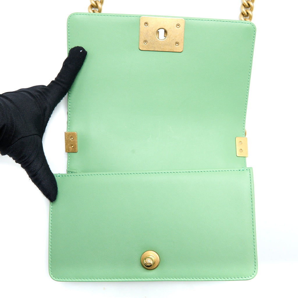 Chanel Small Boy Bag Calfskin Green