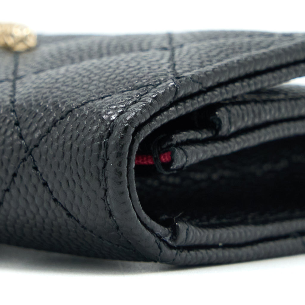 Chanel 23P Detailed Logo Flap Card Holder Caviar Black L (Microchip)