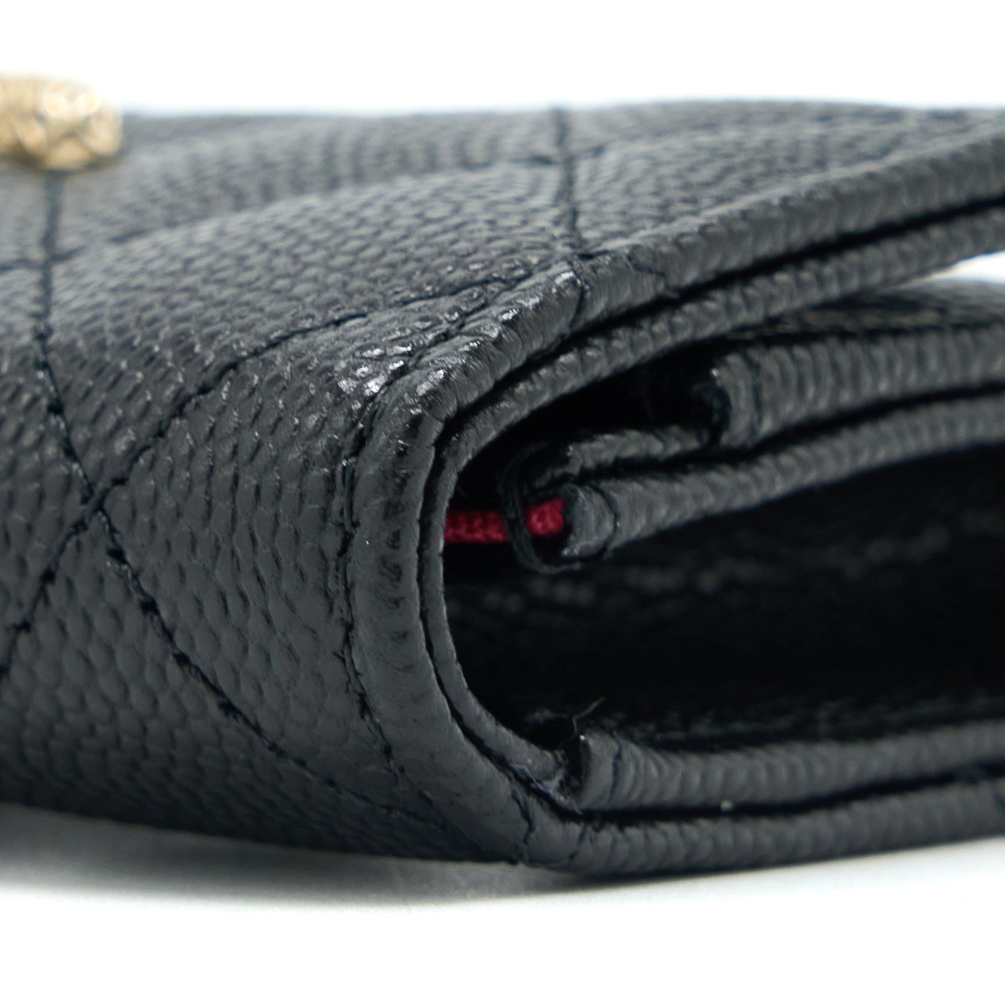 Chanel 23P Detail CC Logo Flap Card Holder Caviar Black L (Microchip)
