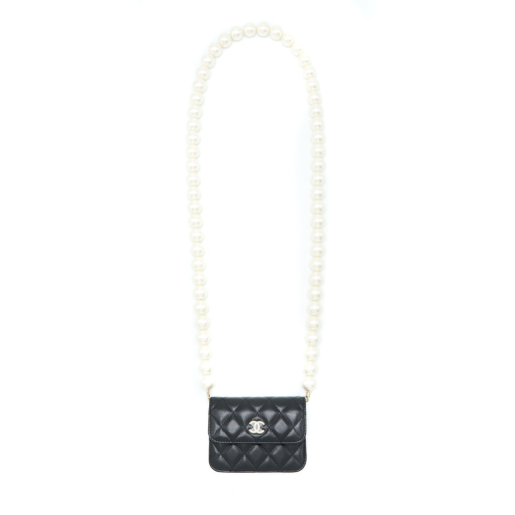 Chanel Mini Bag with Giant Pearl Chain Lambskin Black L