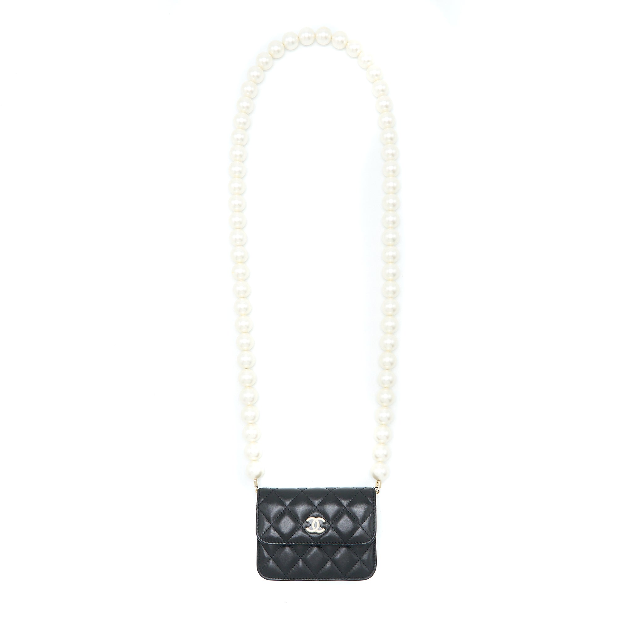 Chanel Mini Bag with Giant Pearl Chain Lambskin Black L