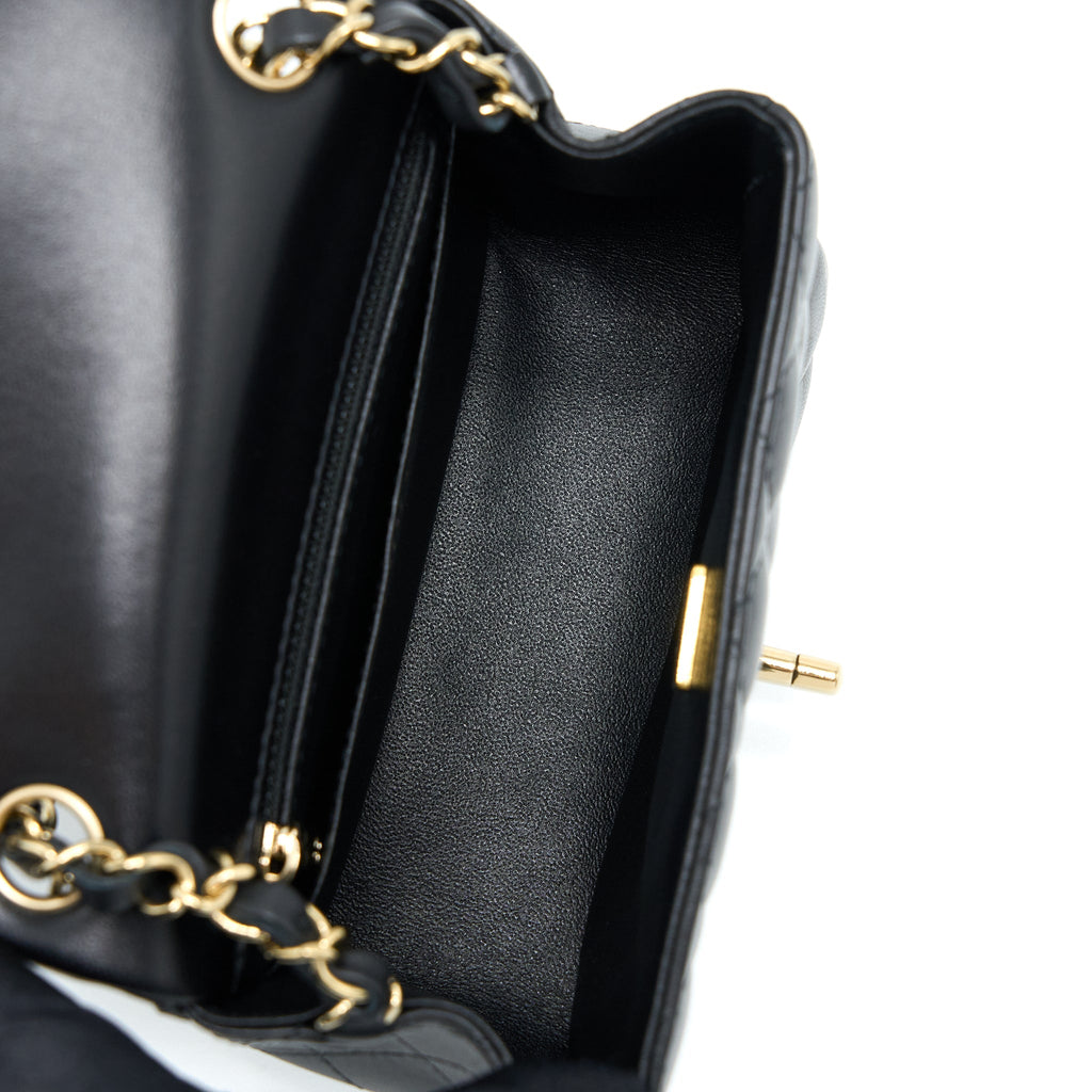 Chanel Mini Square Flap Bag Lambskin Black L (Microchip)