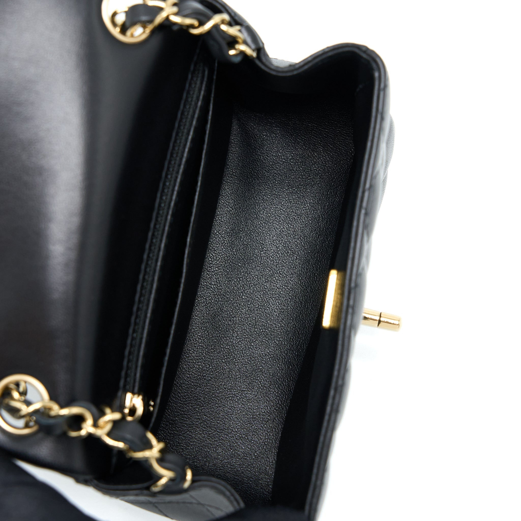 Chanel Mini Square Flap Bag Lambskin Black L (Microchip)