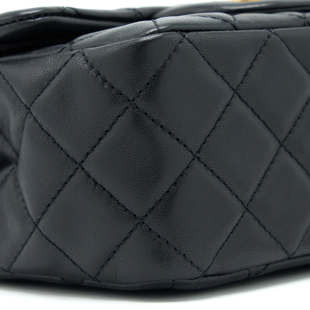 Chanel Pearl Crush Mini Square Flap Bag Lambskin Black Brushed  (Microchip)