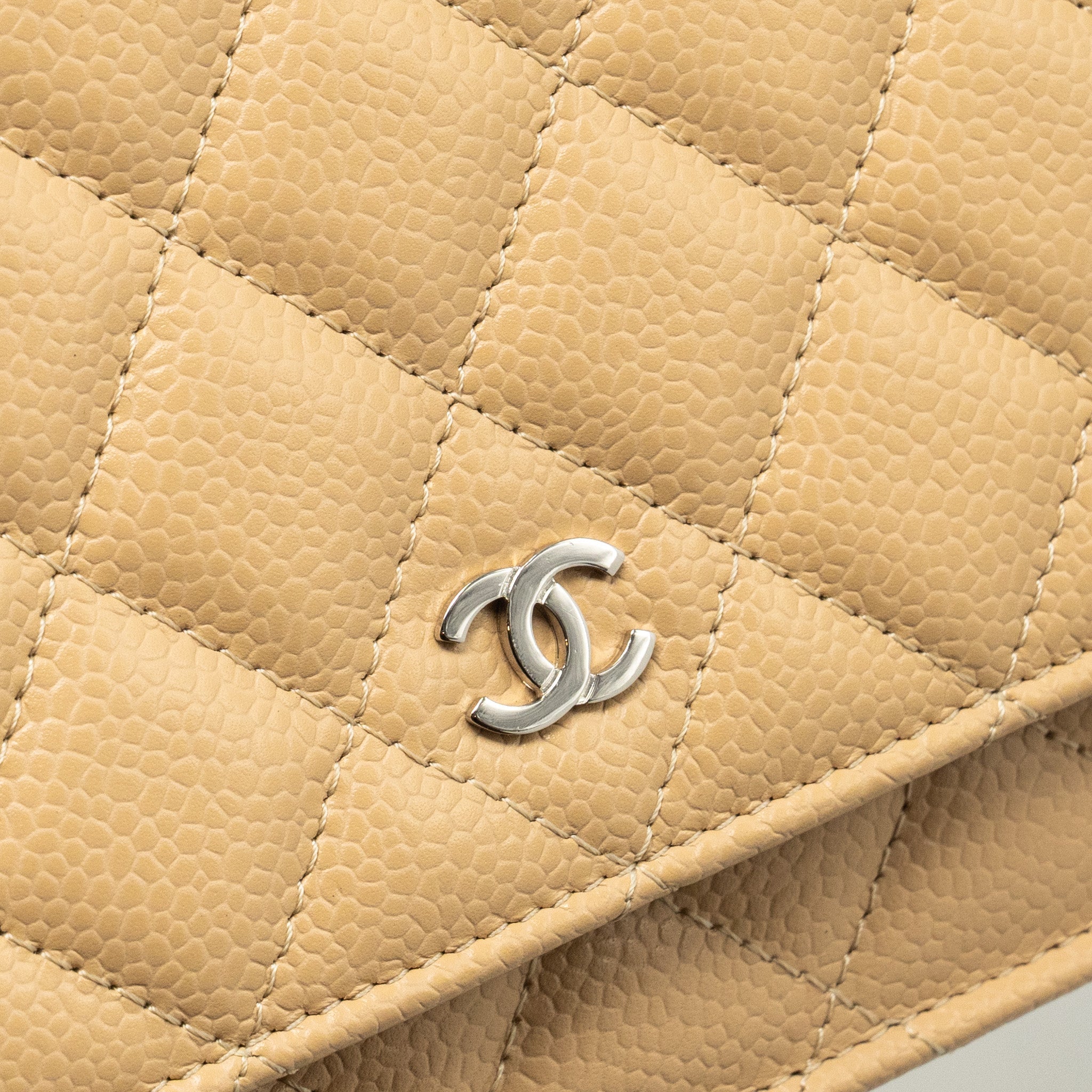 Chanel Classic Wallet on Chain Caviar Beige  (Microchip)