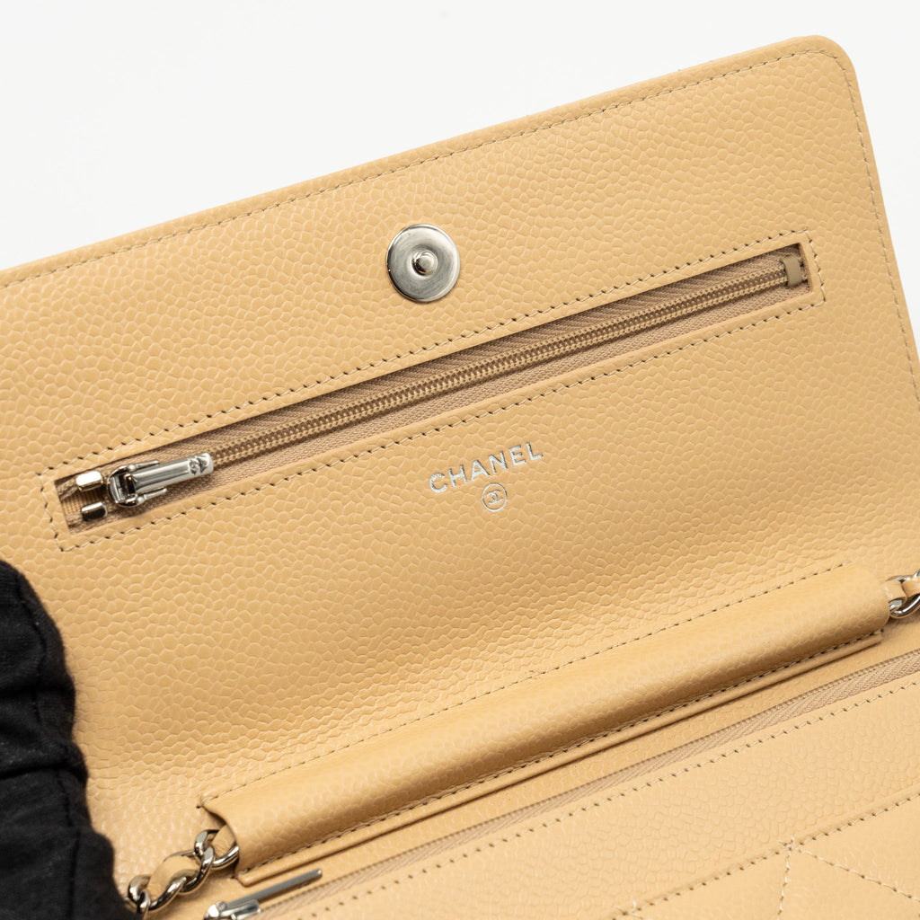 Chanel Classic Wallet on Chain Caviar Beige  (Microchip)