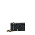 Chanel Vintage Quilted Mini Flap Bag With Chain Lambskin Black