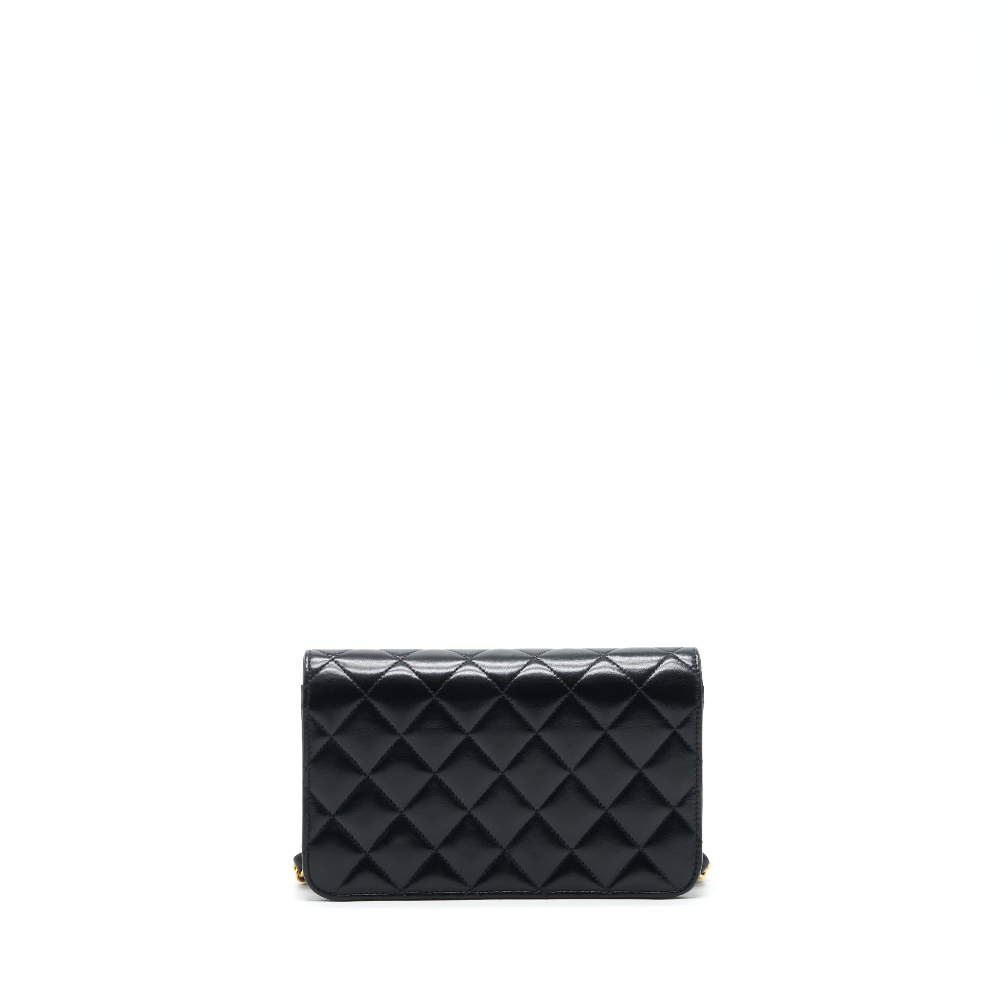 Chanel Vintage Quilted Mini Flap Bag With Chain Lambskin Black