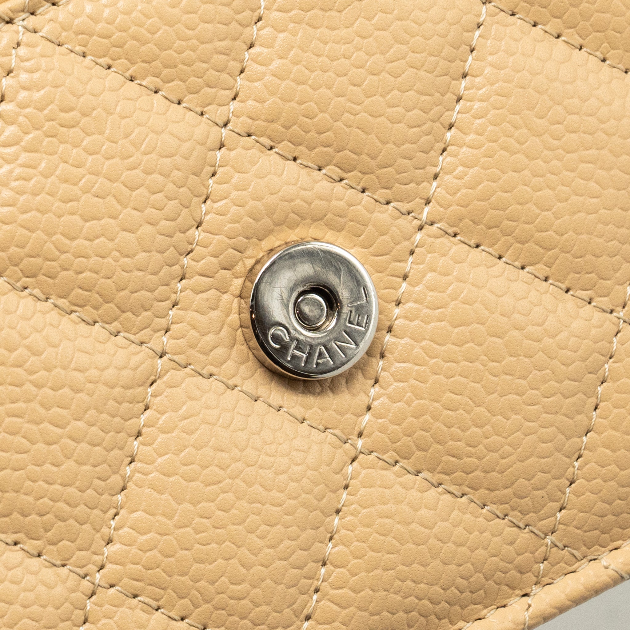 Chanel Classic Wallet on Chain Caviar Beige  (Microchip)
