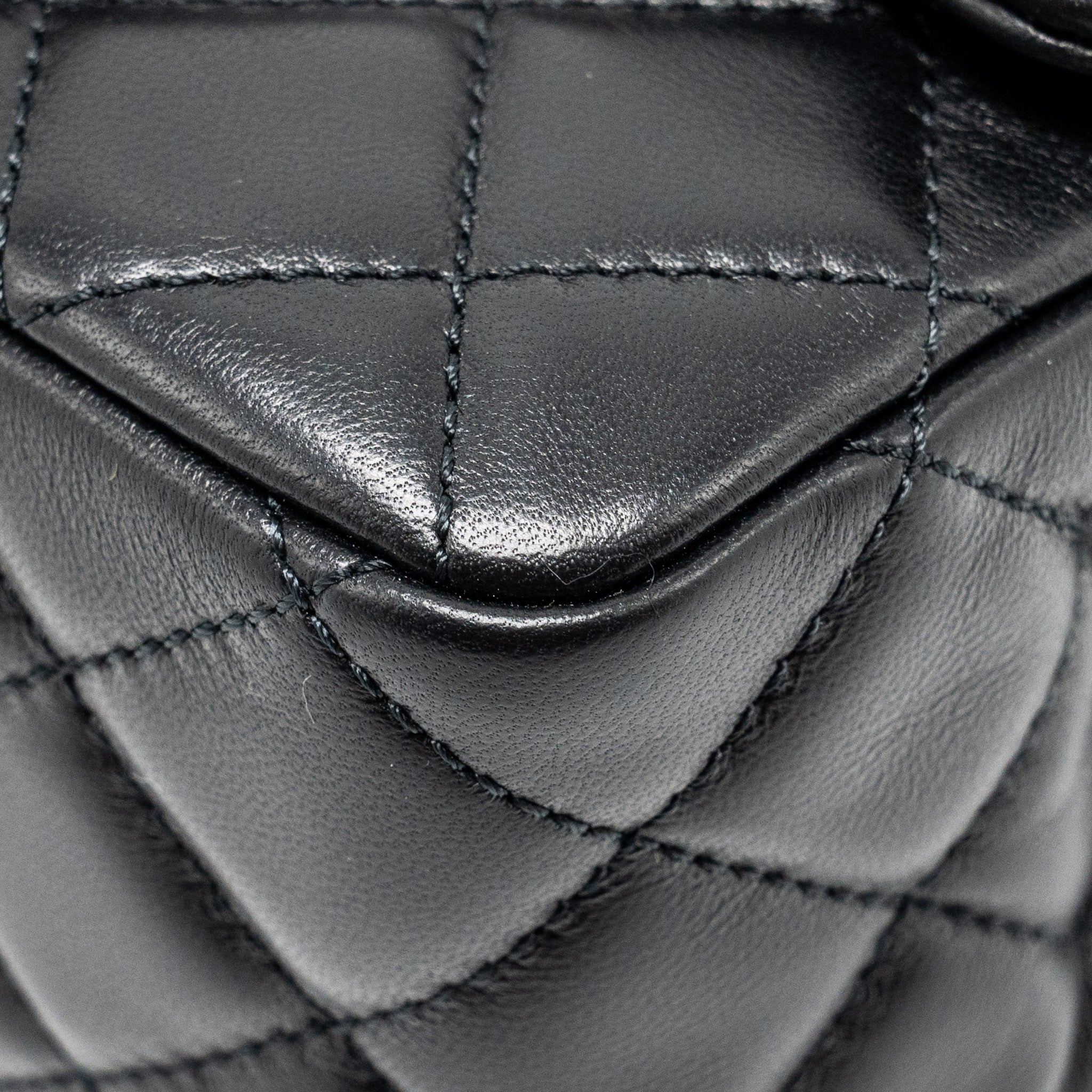 Chanel pearl crush mini square flap bag lambskin black  (microchip)