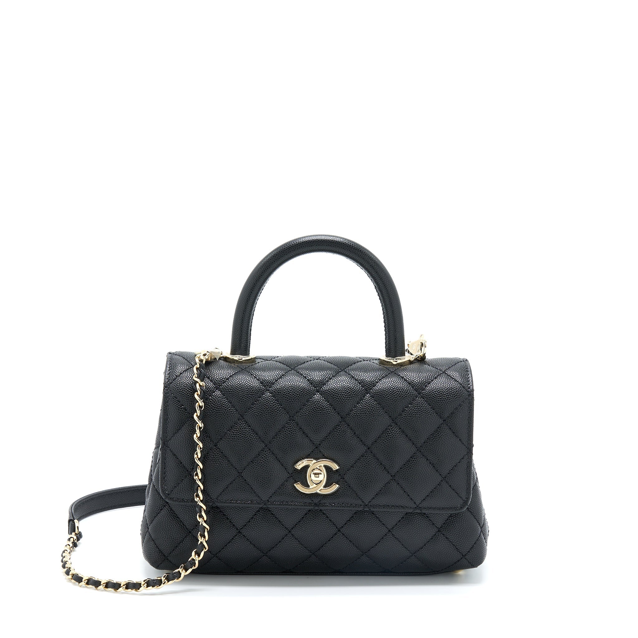 Chanel Small Coco Handle Caviar Black L