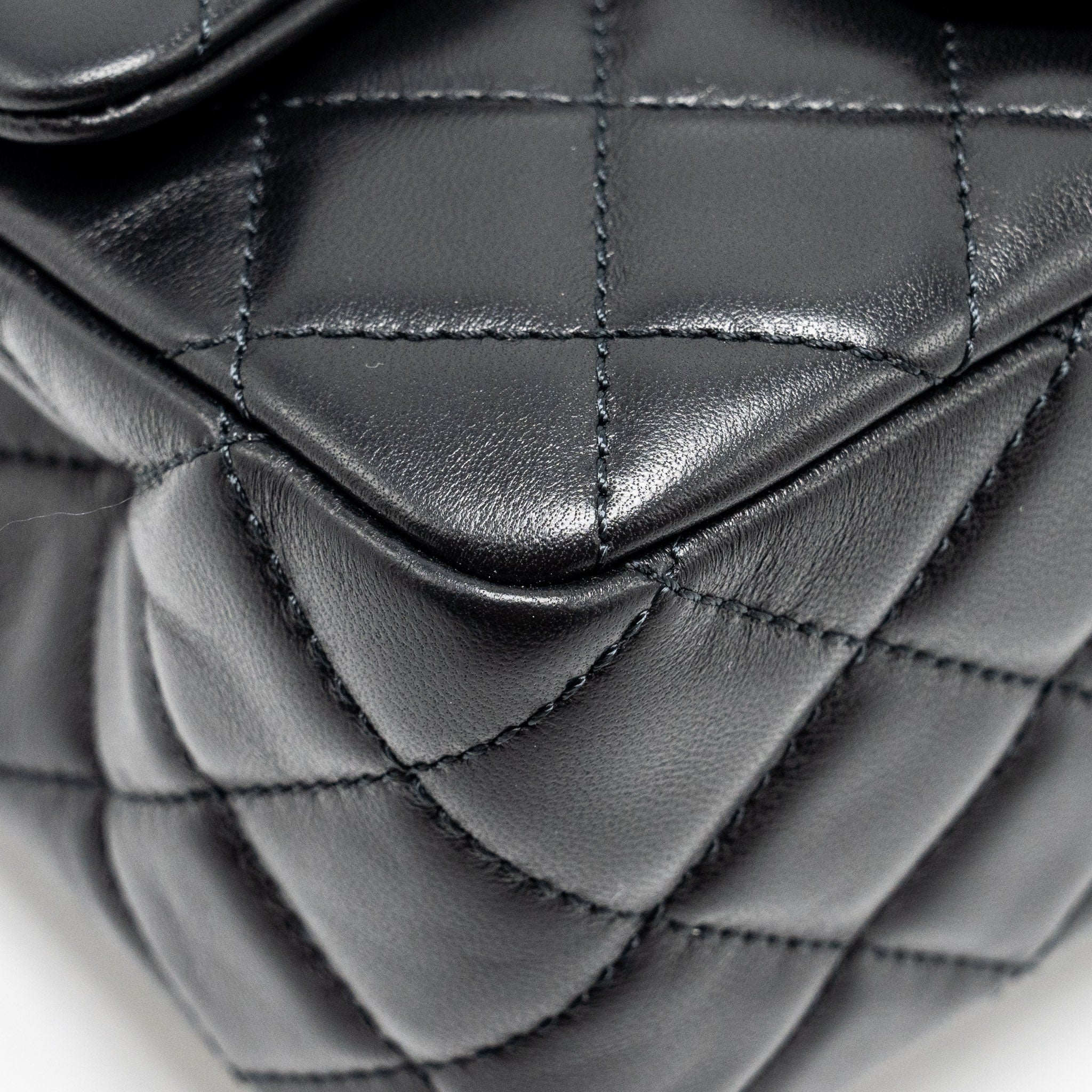 Chanel pearl crush mini square flap bag lambskin black  (microchip)