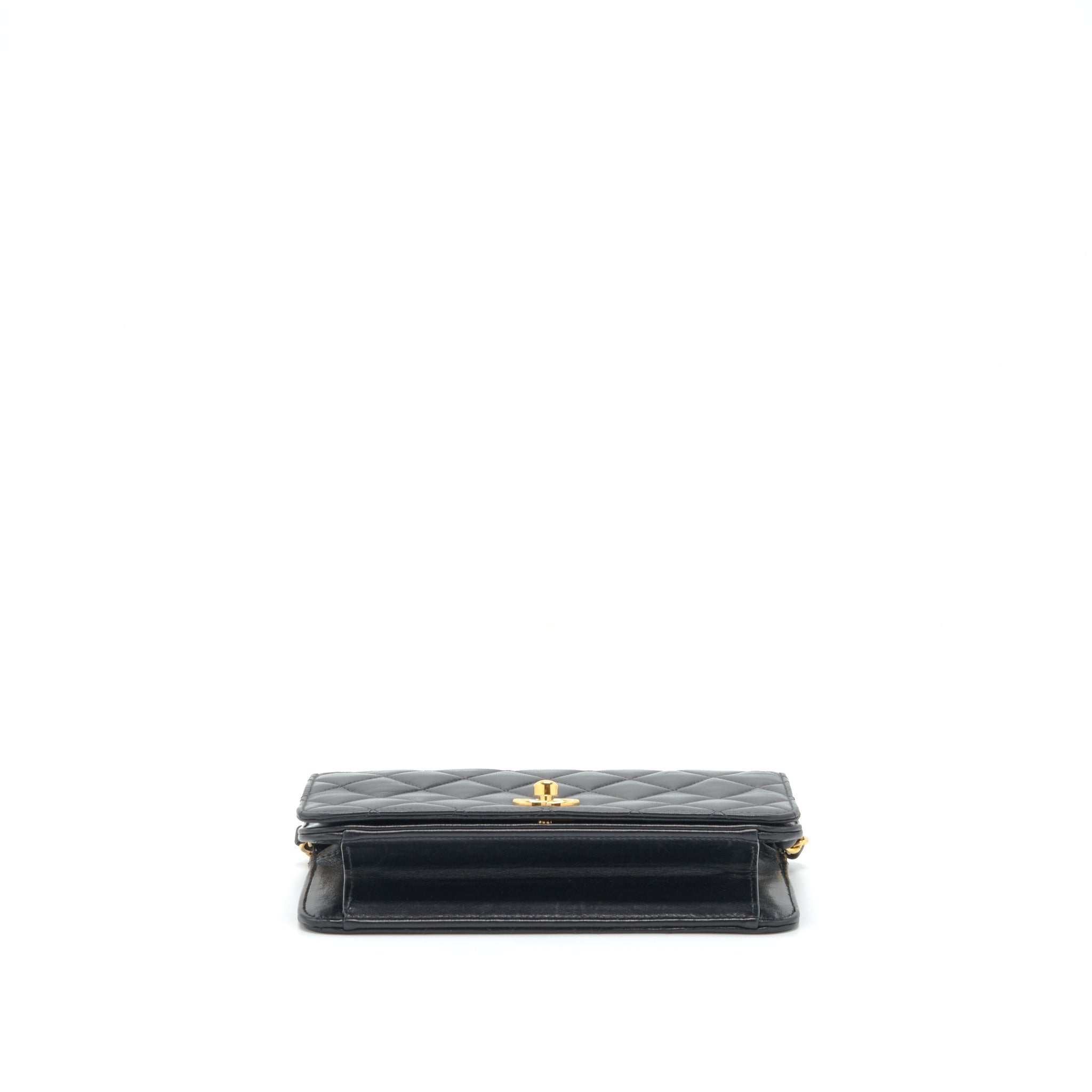 Chanel Vintage Quilted Mini Flap Bag With Chain Lambskin Black