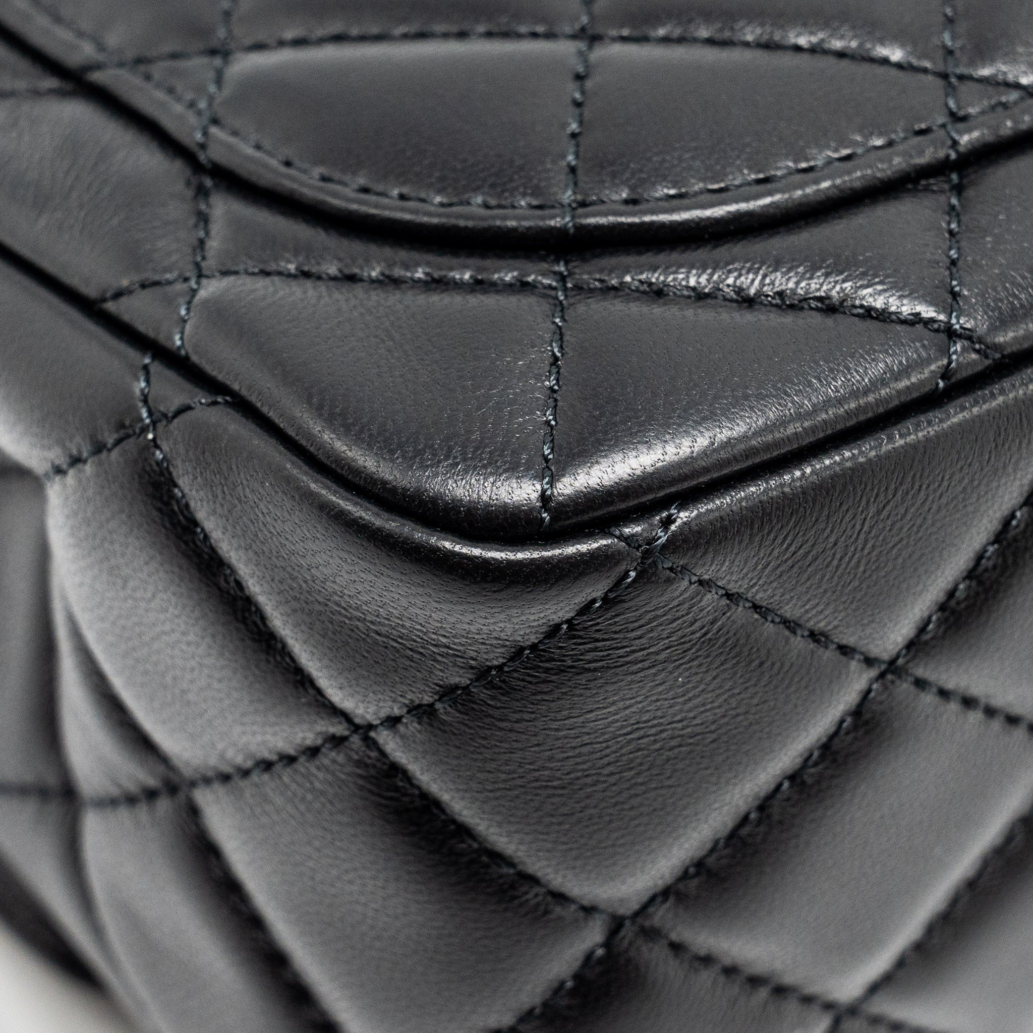 Chanel pearl crush mini square flap bag lambskin black  (microchip)