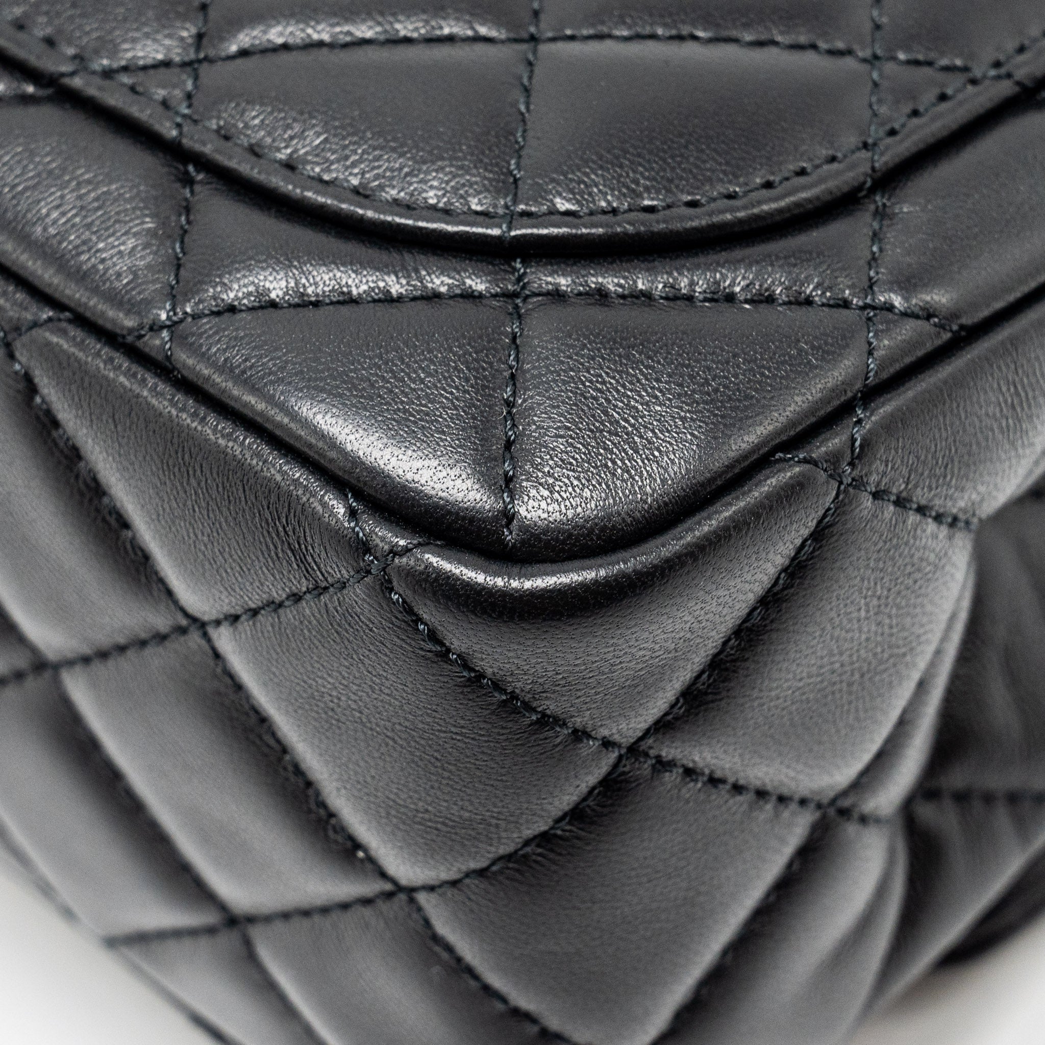 Chanel pearl crush mini square flap bag lambskin black  (microchip)