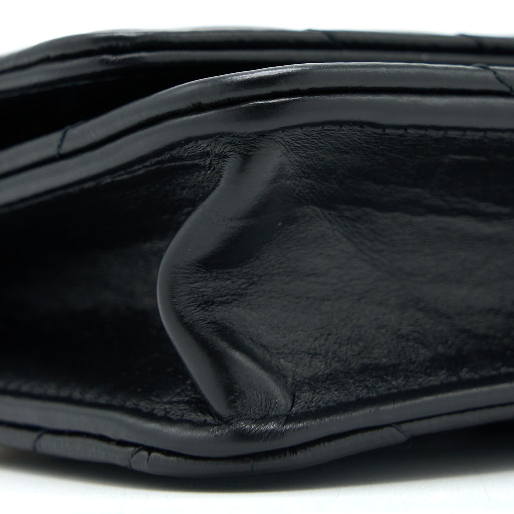 Chanel 2.55 Reissue Wallet On Chain Chevron Aged Calfskin Black Brushed  (Microchip)