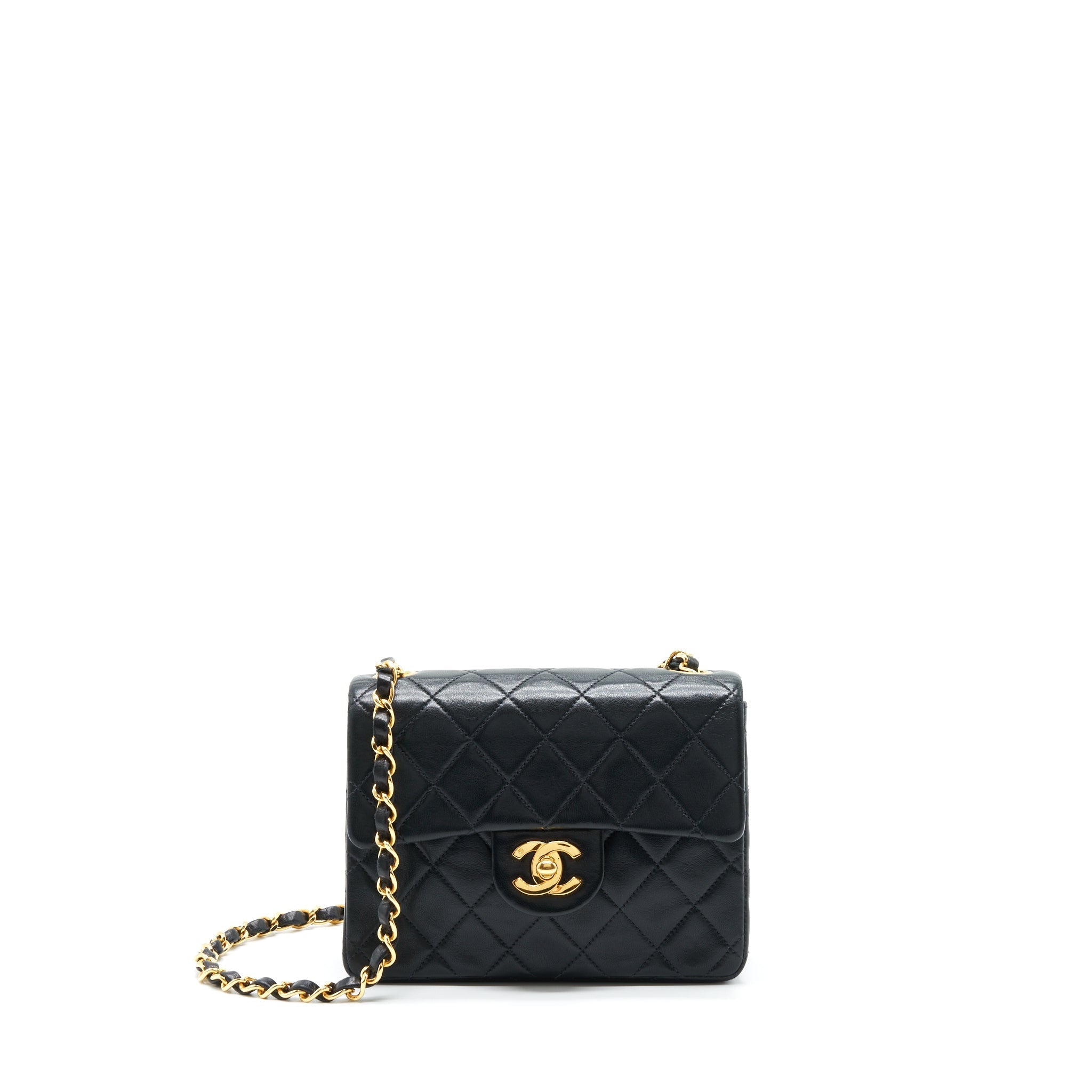 Chanel Vintage Mini Square Flap Bag Lambskin Black