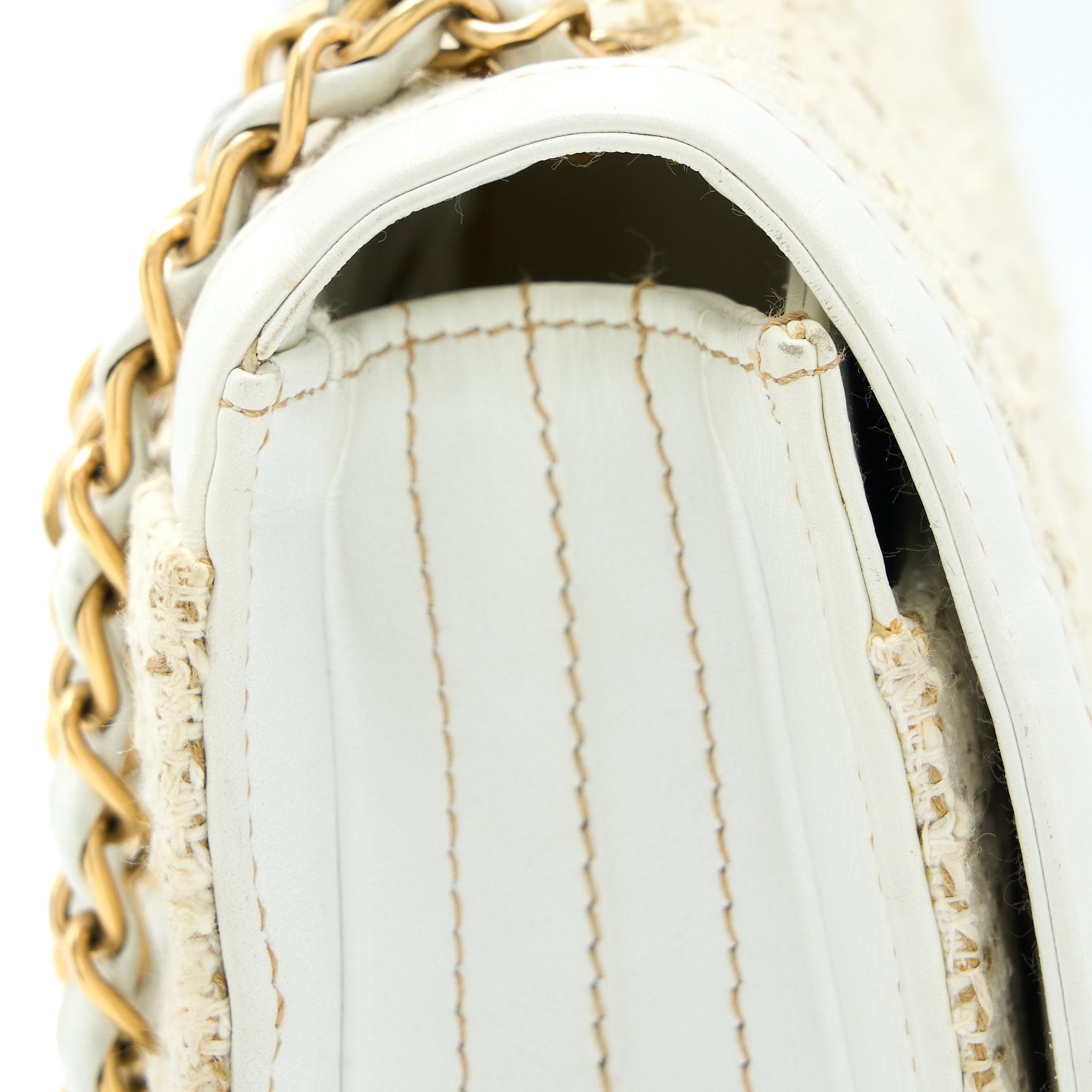 Chanel Vintage Flap Bag Tweed / Leather White
