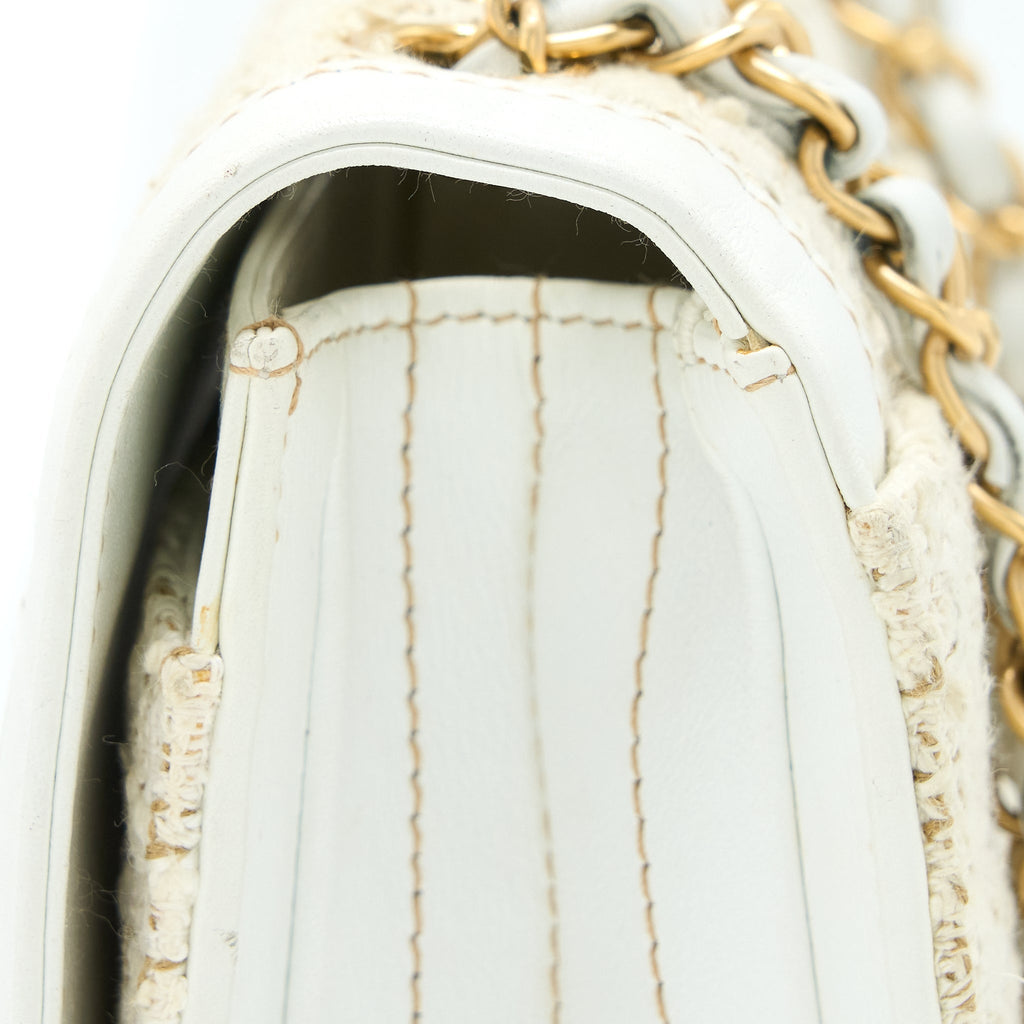 Chanel Vintage Flap Bag Tweed / Leather White