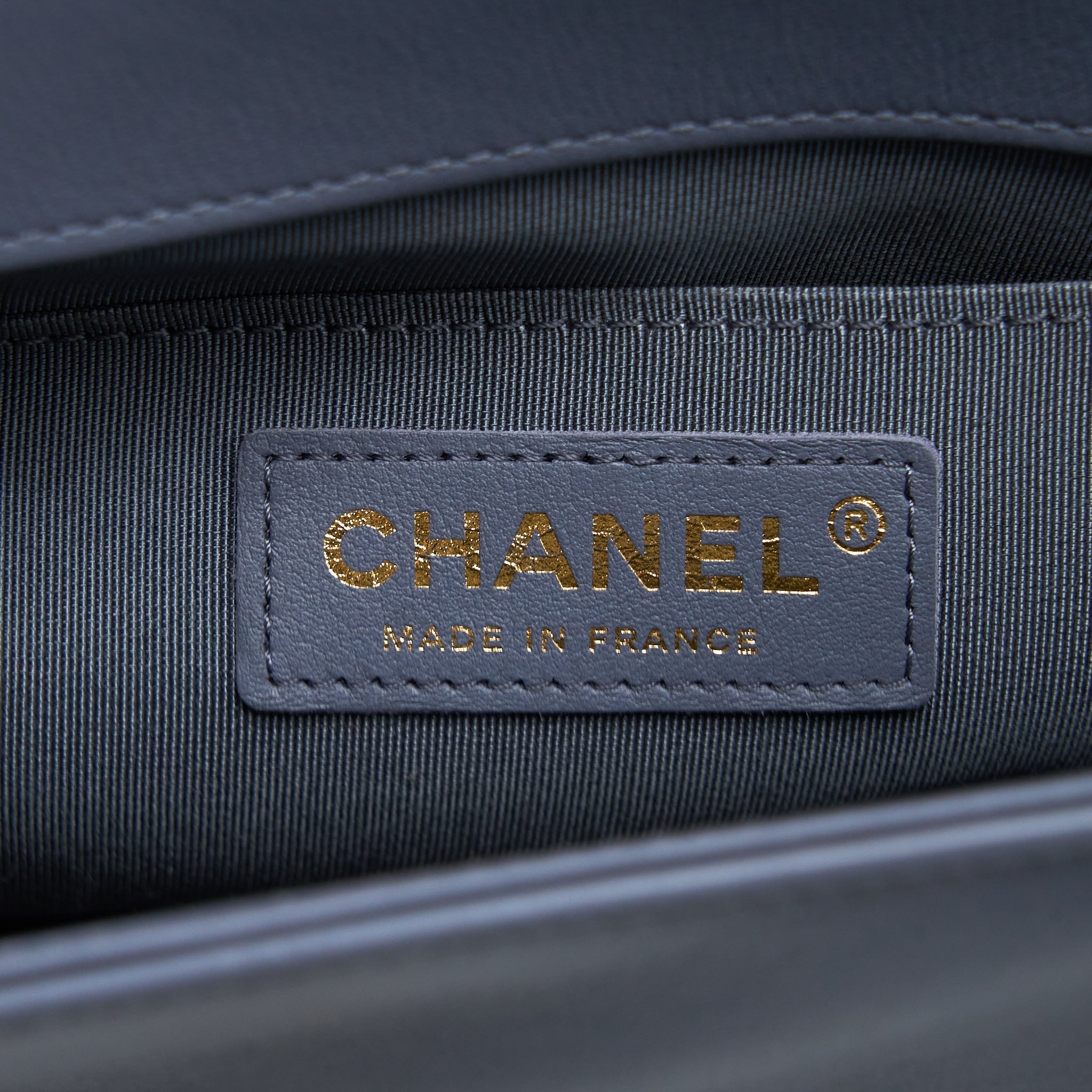 Chanel Medium Boy Bag Chevron Calfskin Grey L
