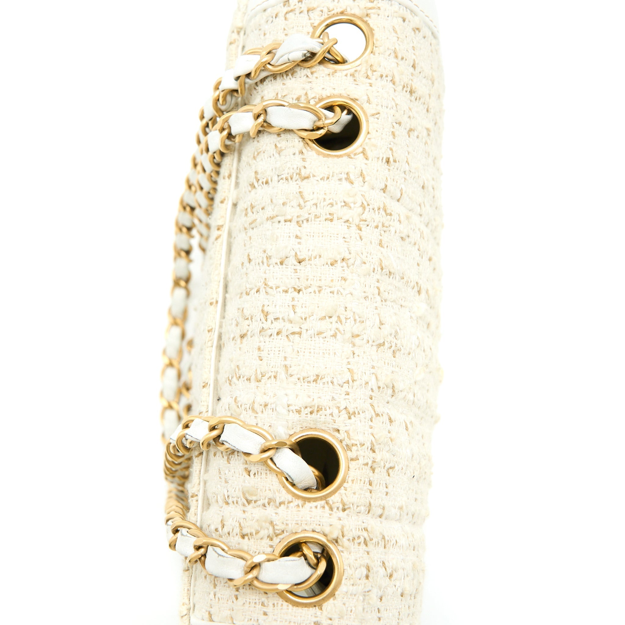 Chanel Vintage Flap Bag Tweed / Leather White