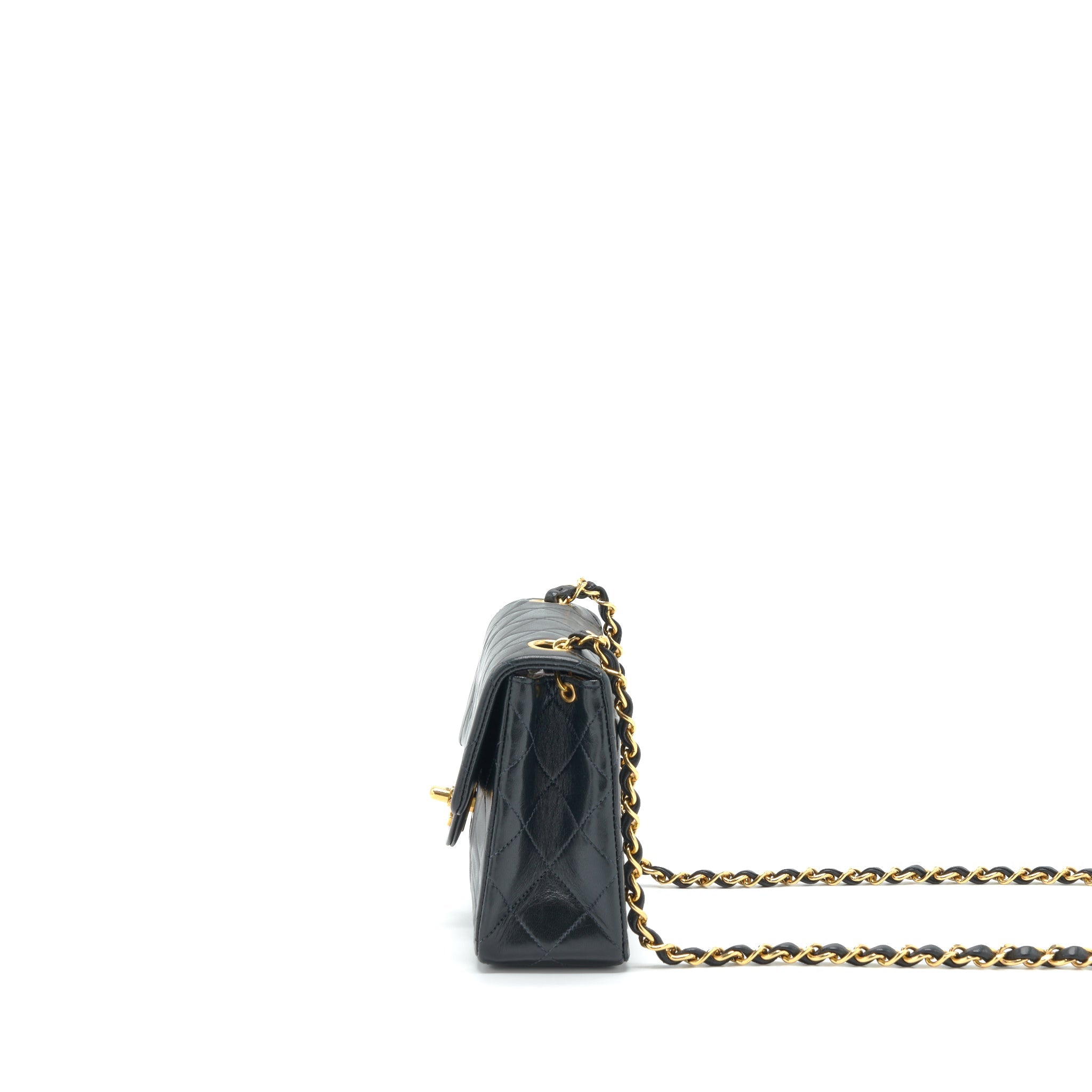 Chanel Vintage Mini Square Flap Bag Lambskin Black
