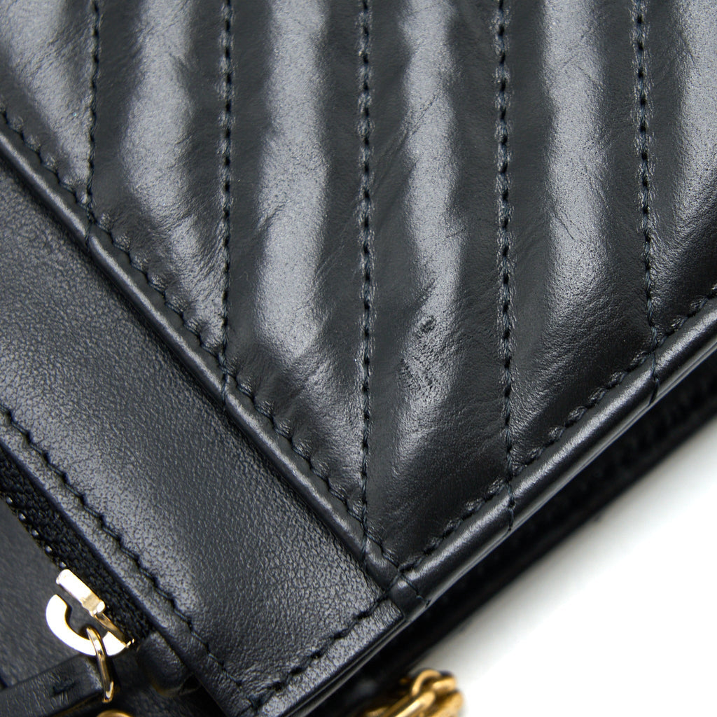 Chanel 2.55 Reissue Wallet On Chain Chevron Aged Calfskin Black Brushed  (Microchip)