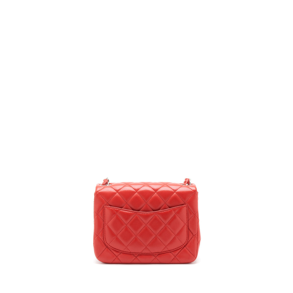 Chanel Mini Square Flap Bag Lambskin Red