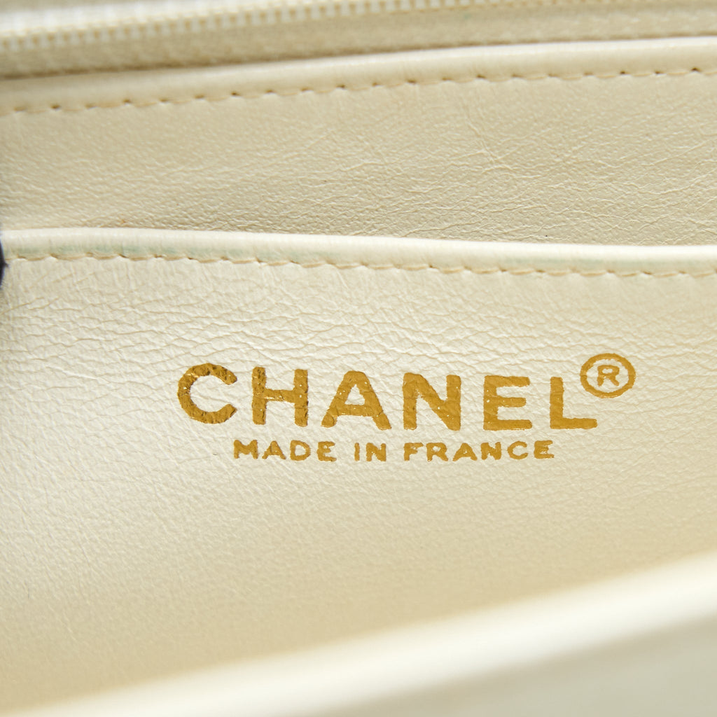 Chanel Vintage Flap Bag Tweed / Leather White