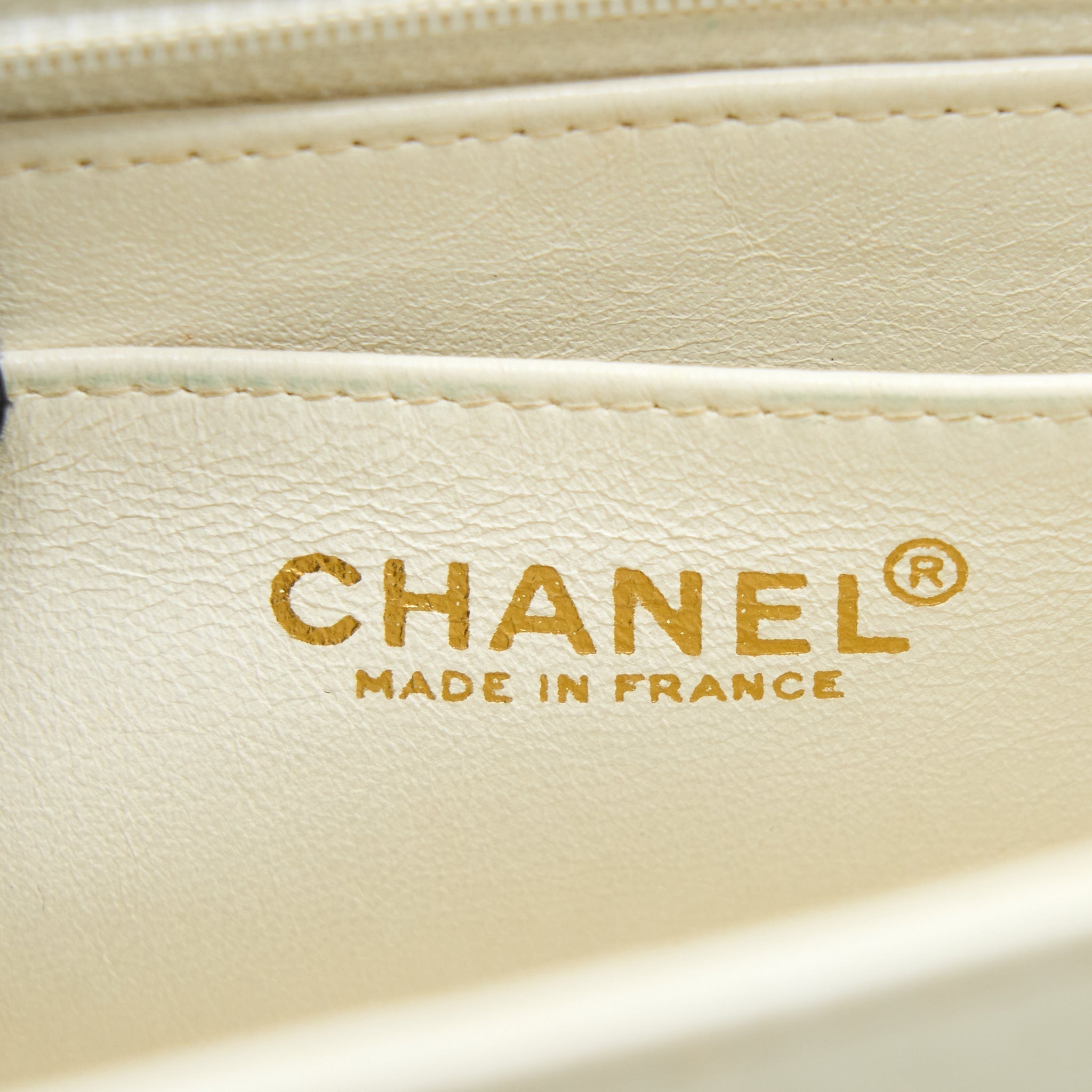Chanel Vintage Flap Bag Tweed / Leather White