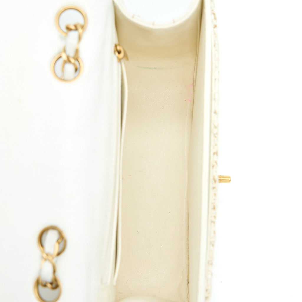 Chanel Vintage Flap Bag Tweed / Leather White