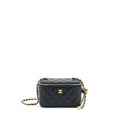 Chanel 22S Pearl Crush Long Vanity With Chain Lambskin Black