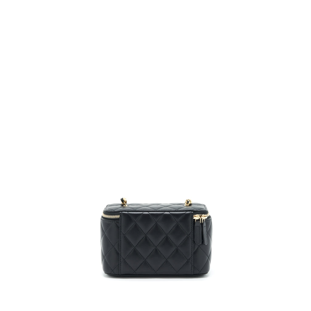 Chanel 22S Pearl Crush Long Vanity With Chain Lambskin Black