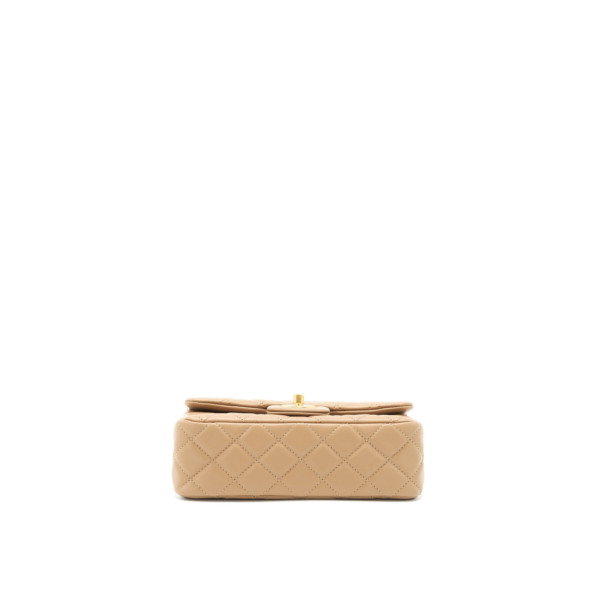 Chanel 22B Pearl Crush Mini Rectangular Flap Bag Lambskin Dark Beige  (Microchip)