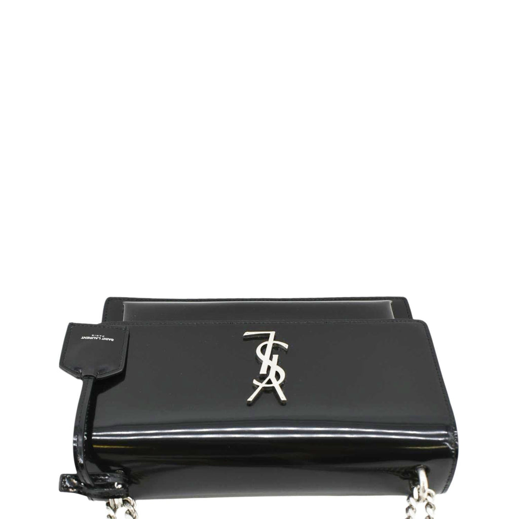 YVES SAINT LAURENT Monogram Sunset Medium Leather Shoulder Bag Black