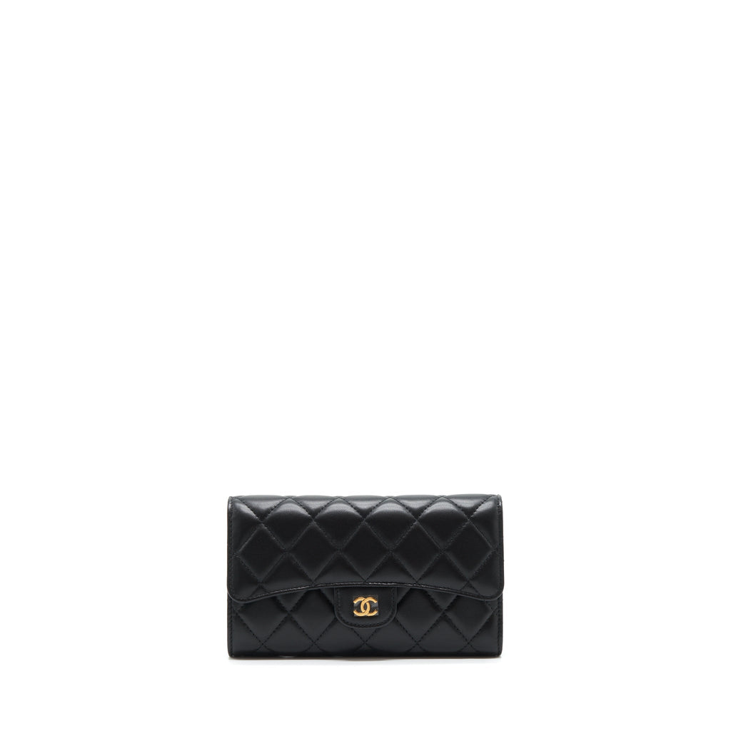Chanel Classic Long Wallet Lambskin Black