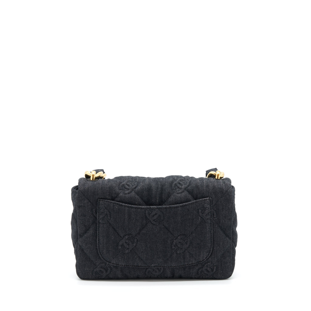 Chanel 22s Small Denim CC Logo Shoulder Bag
