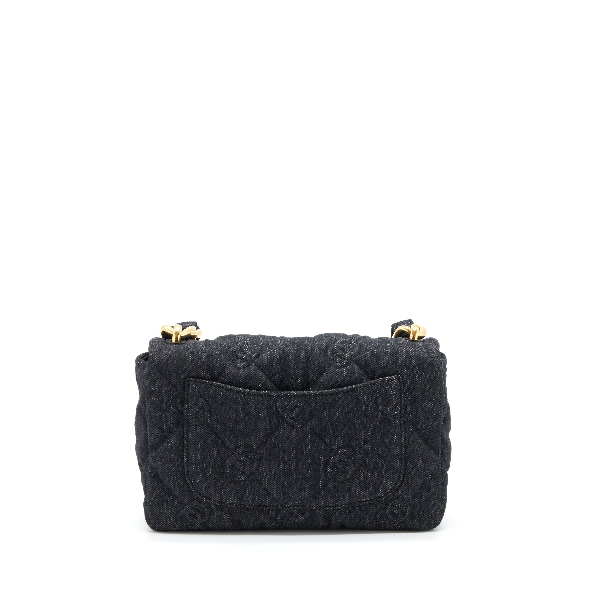 Chanel 22s Small Denim CC Logo Shoulder Bag