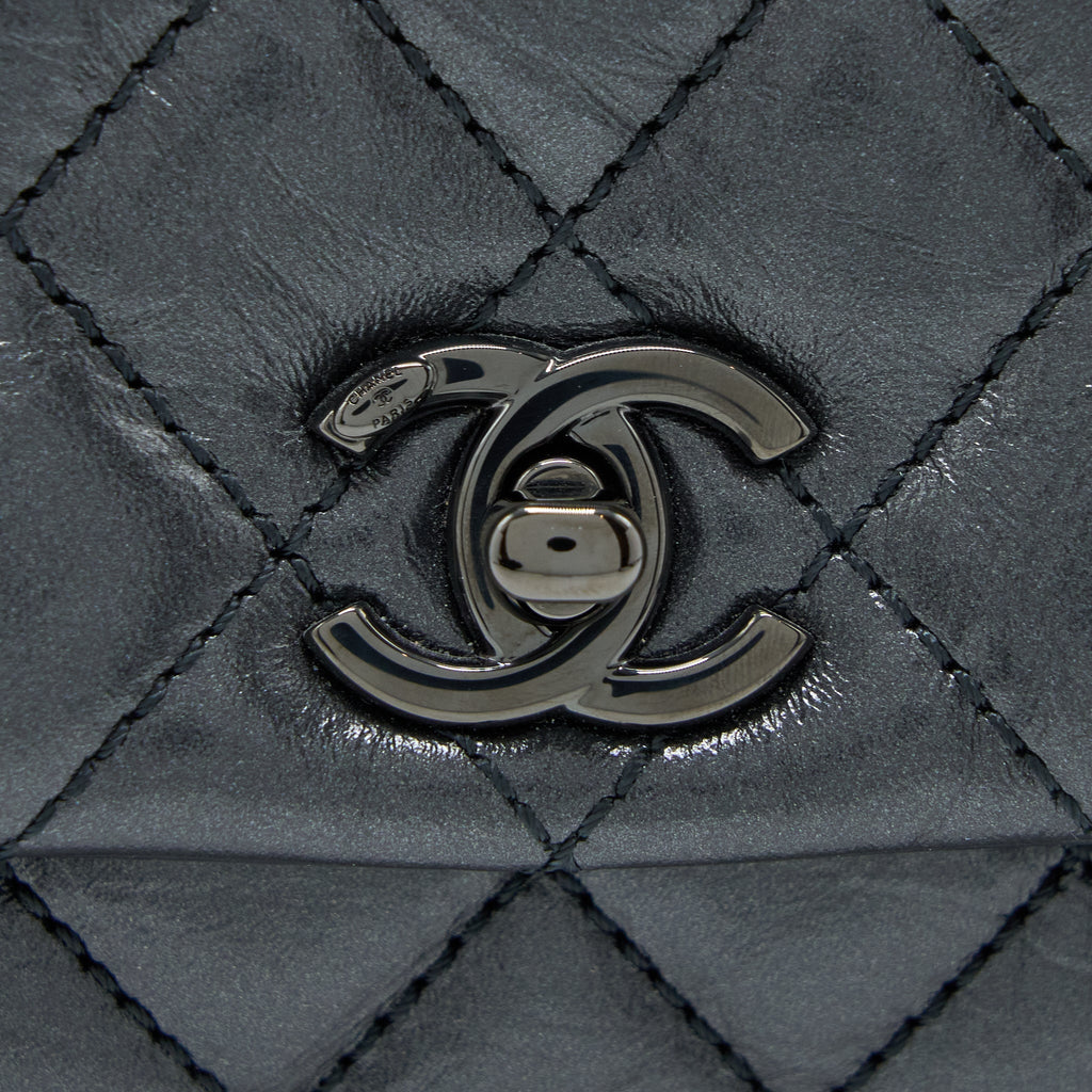 Chanel Small Coco Handle Aged Calfskin So Black With Black Hardware