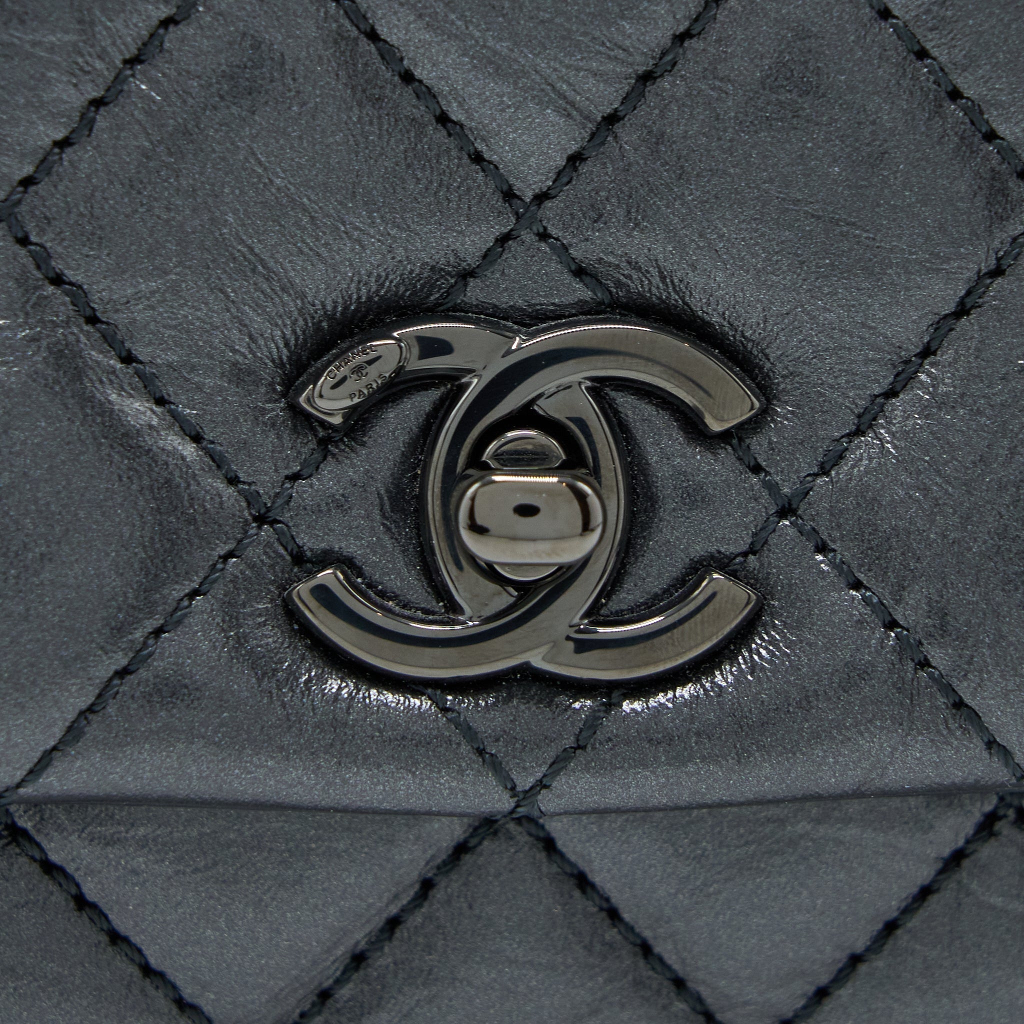 Chanel Small Coco Handle Aged Calfskin So Black With Black Hardware