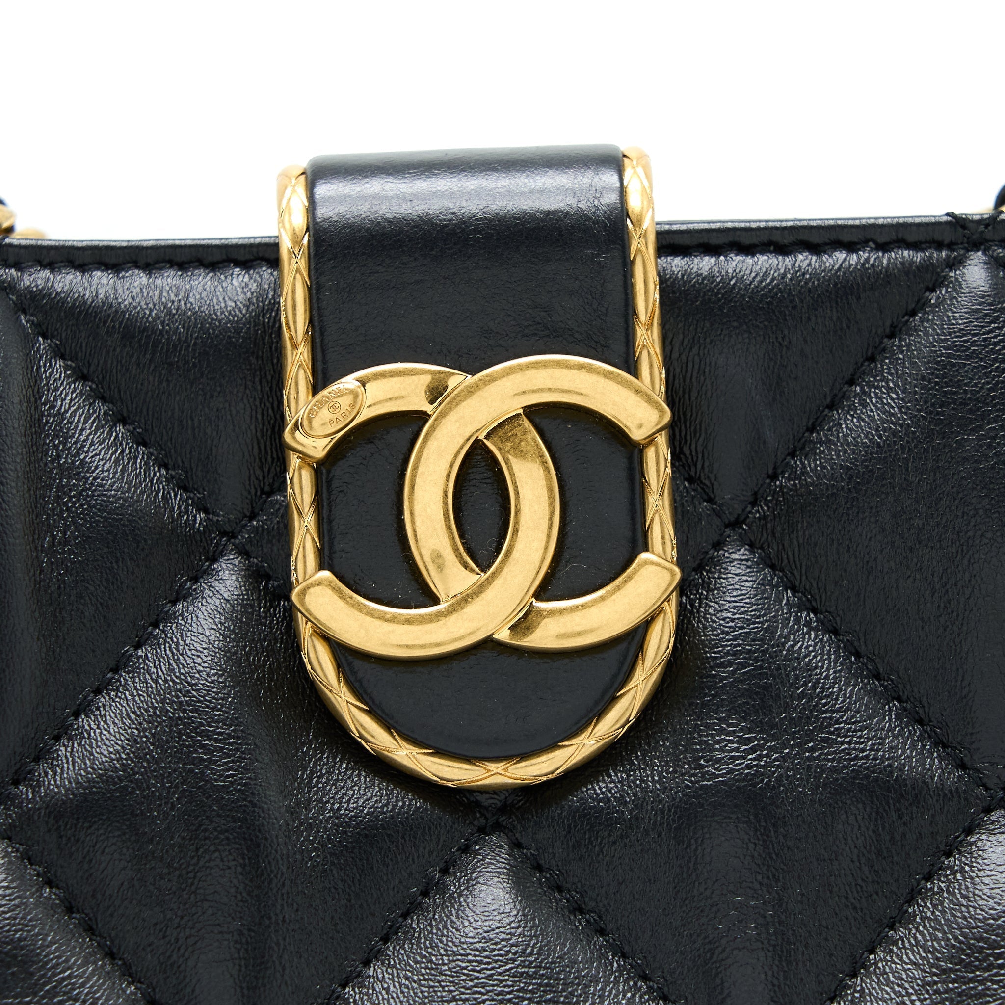 Chanel Seasonal Tote Bag Lambskin Black Brushed (Microchip)