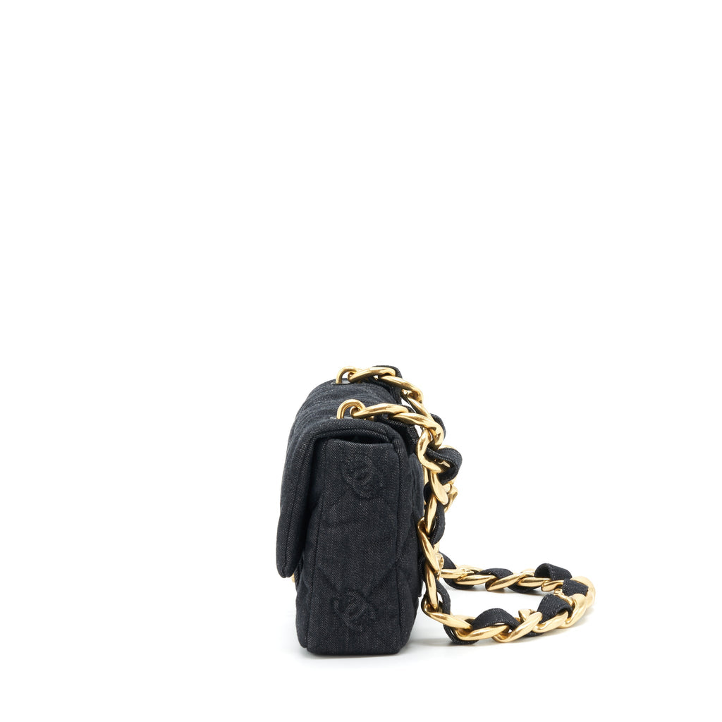 Chanel 22s Small Denim CC Logo Shoulder Bag